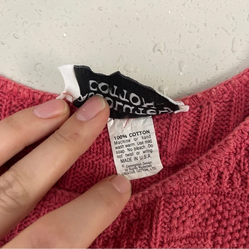 Absolutely Cotton Pink Crop Top Oversized Casual Spring Summer Medium - Picture 3 of 6